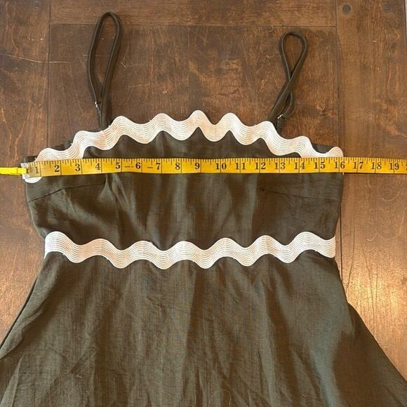 Olive Green Maxi Dress with White Trim - Picture 11 of 14